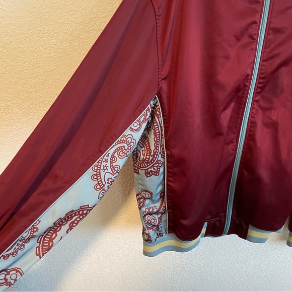 COOGI Burgundy Wine Blue Paisley Bohemian Zip Up Sweater Jacket - Picture 3 of 11